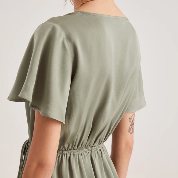 Flutter Sleeve Side Tie Wrap Midi Dress - Picture 6 of 6